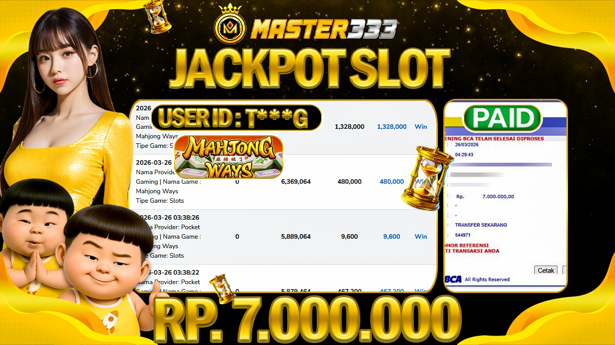 JACKPOT Rp 7.000.000 JUTA DI MASTER333 LANGSUNG DIBAYAR LUNAS